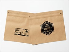 チャック付き袋への印字（コーヒーロゴ）例：卓上サーマルプリンタTHP600シリーズ