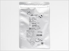 チャック付き袋への印字（粉末茶）例：卓上サーマルプリンタTHP600シリーズ