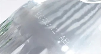 CO2レーザーマーカーLinx CSL ガラスに対するマイクロクラック印字サンプル