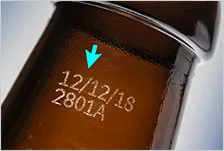 CO2レーザーマーカーの印字事例:ガラス