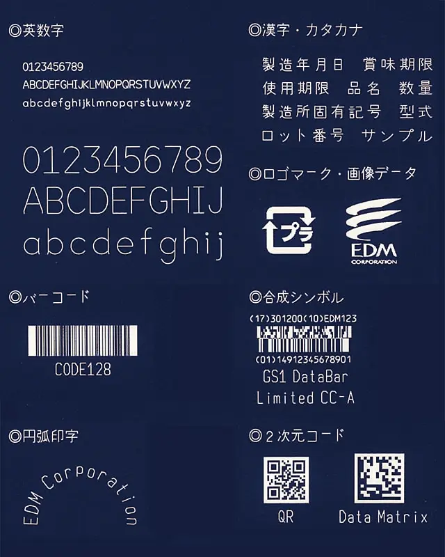 CO2レーザーマーカーLinx CSL 印字サンプル